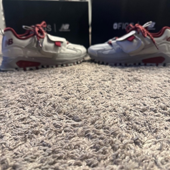 New Balance XFigs  X-Racer Utility Gray and Red Chunky Sneakers WM 6.5 MN 5 - Picture 3 of 12